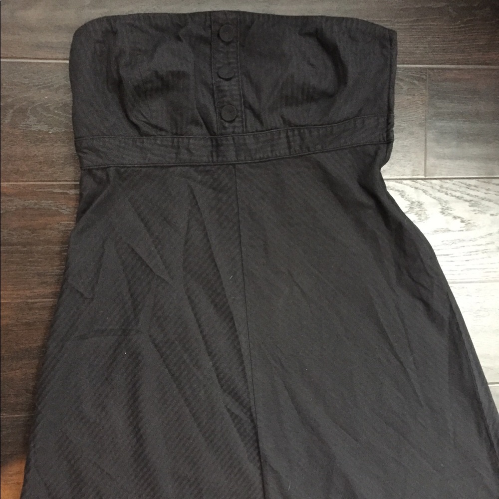 Navy blue strapless A line dress